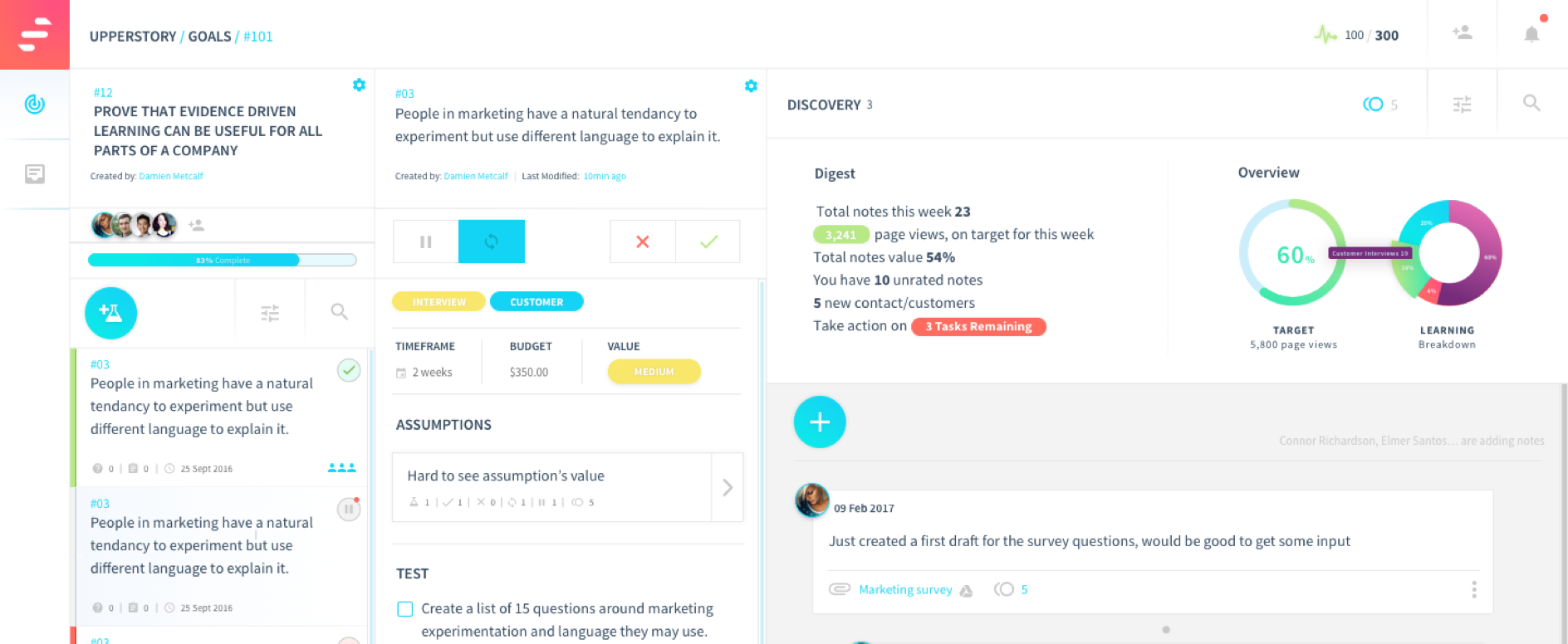 Upperstory experiment interface